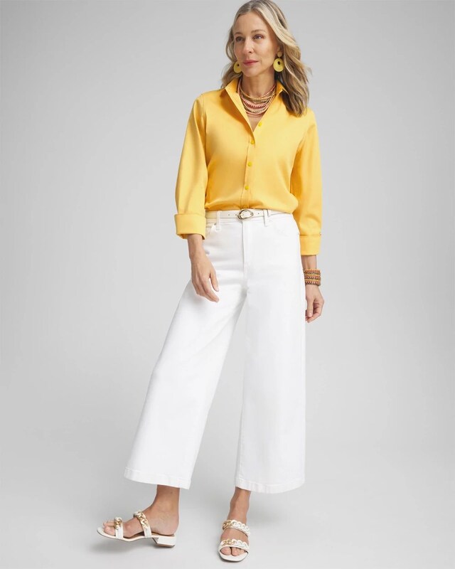 No Iron Stretch 3/4 Sleeve Shirt - image 2